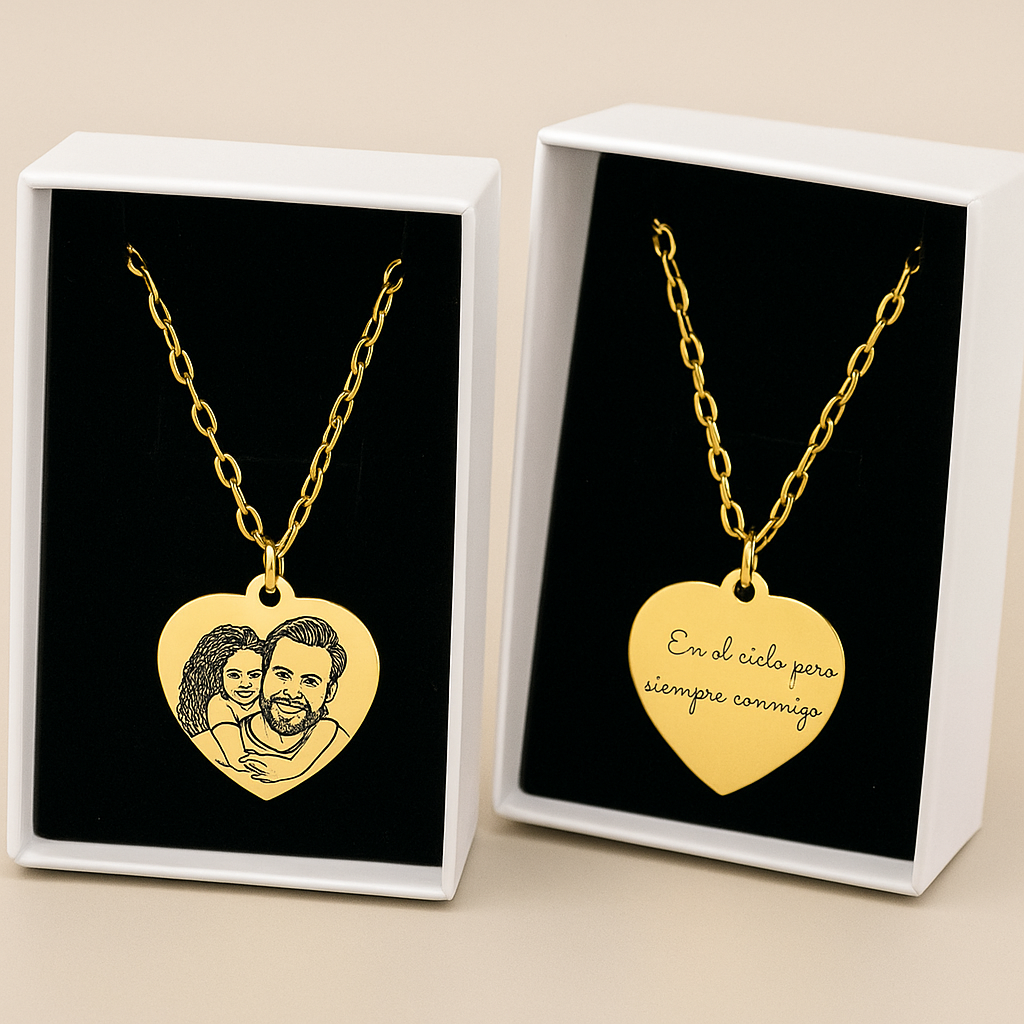 Collar corazón grabado por láser