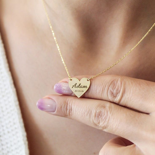 Custom Engraved Heart Necklace- Name or Word of your Choice