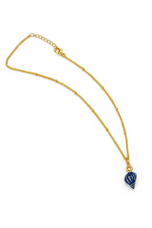 Gold necklace with an enamel