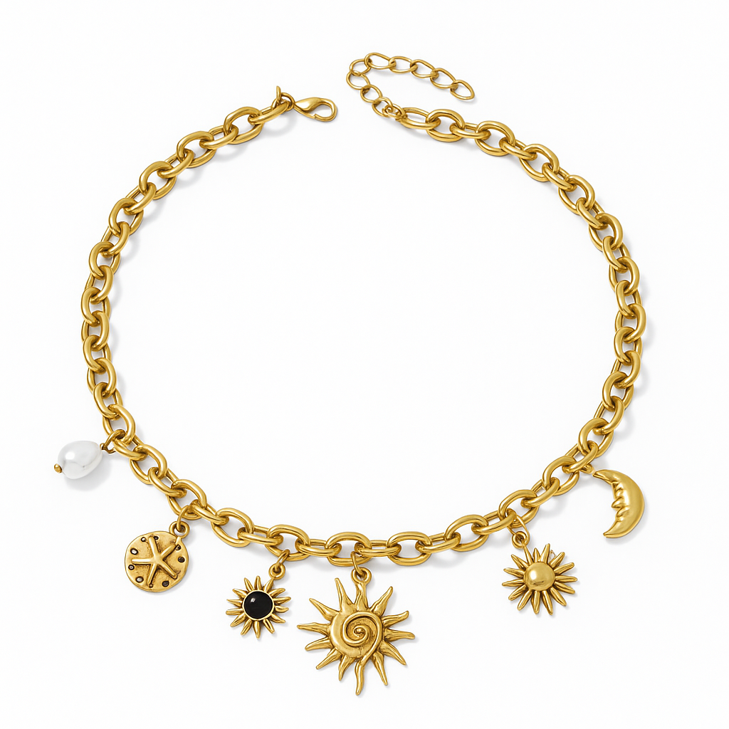 Collar dorado astros y perlas