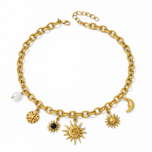 Collar dorado astros y perlas