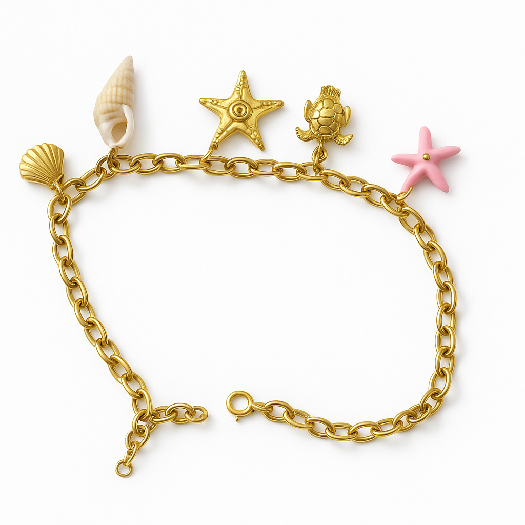 Collar dorado con dijes marinos